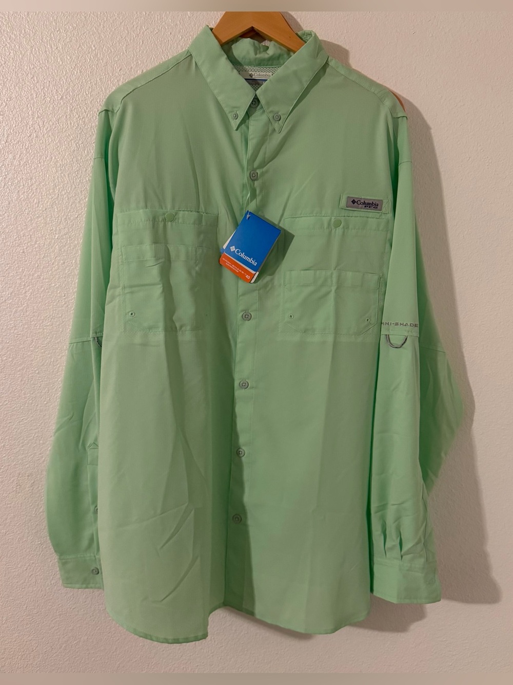 Columbia PFG Tamiami Shirt Mens XL Green Fishing Omni Shade Wicking UPF Vent NWT